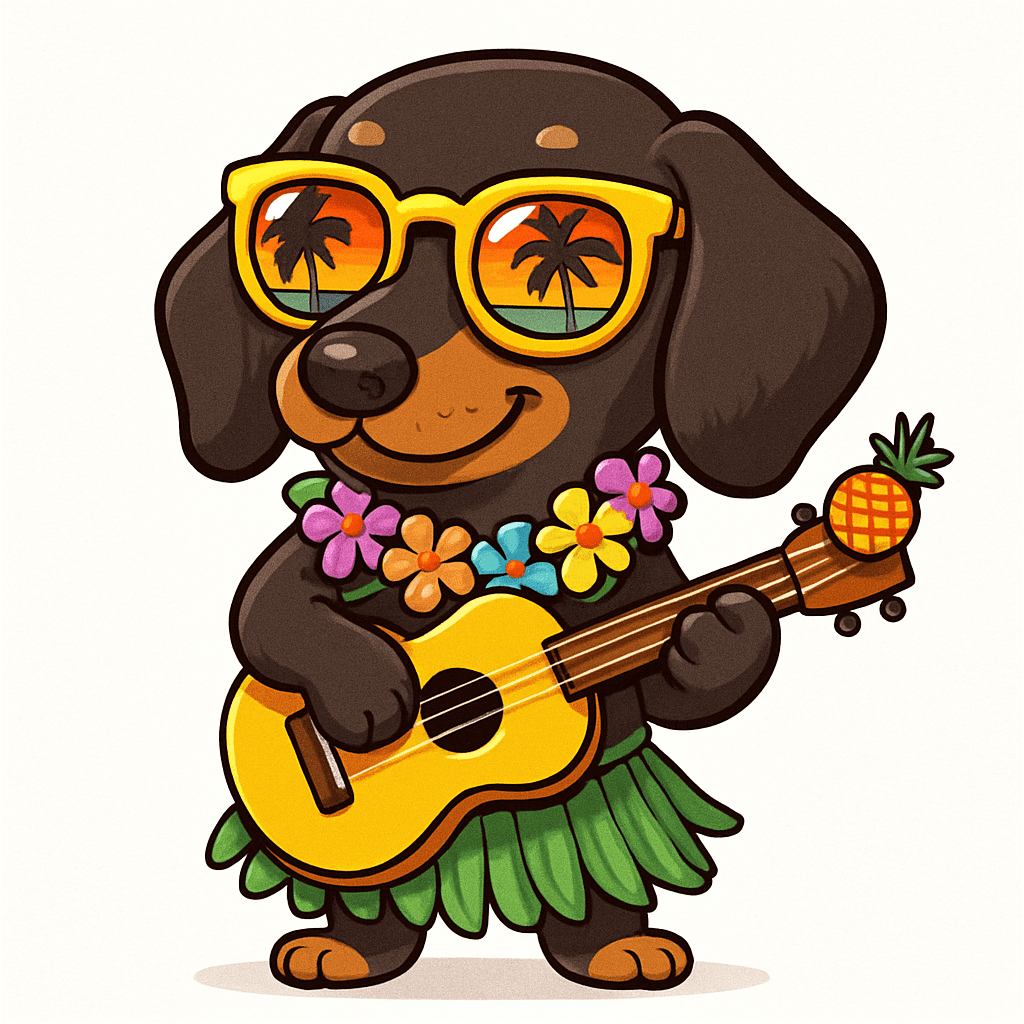 Tropical Dachshund Ukulele Vibes