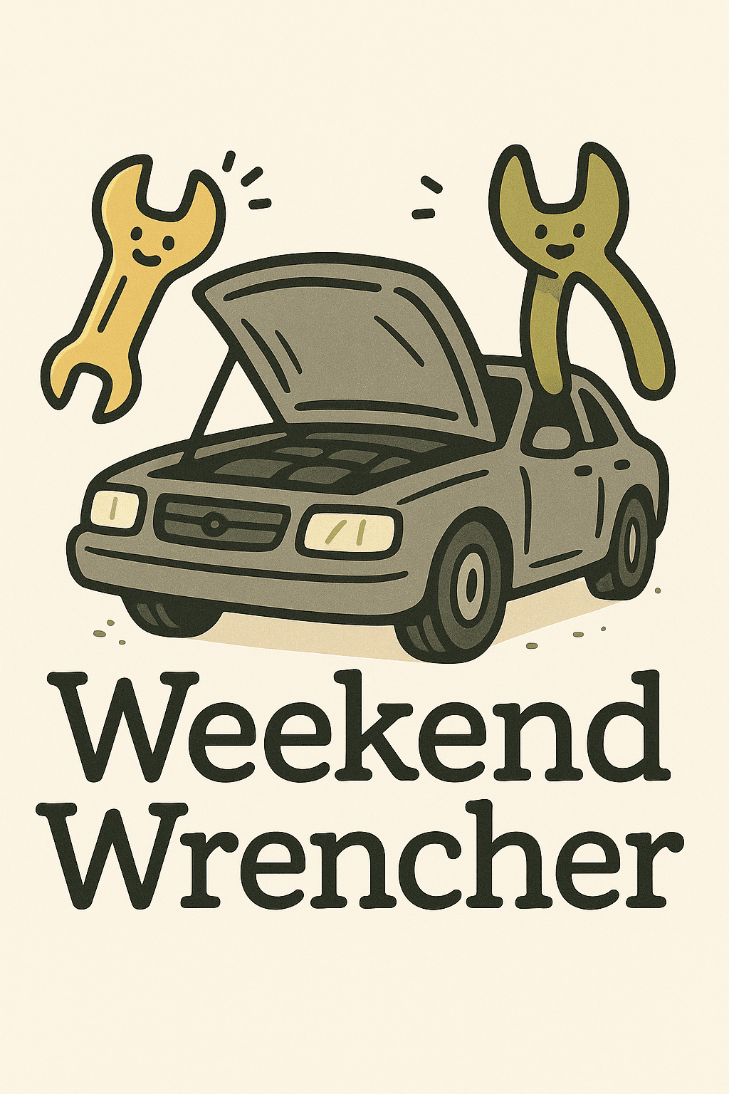 Weekend Car Mechanic Cartoon Sticker