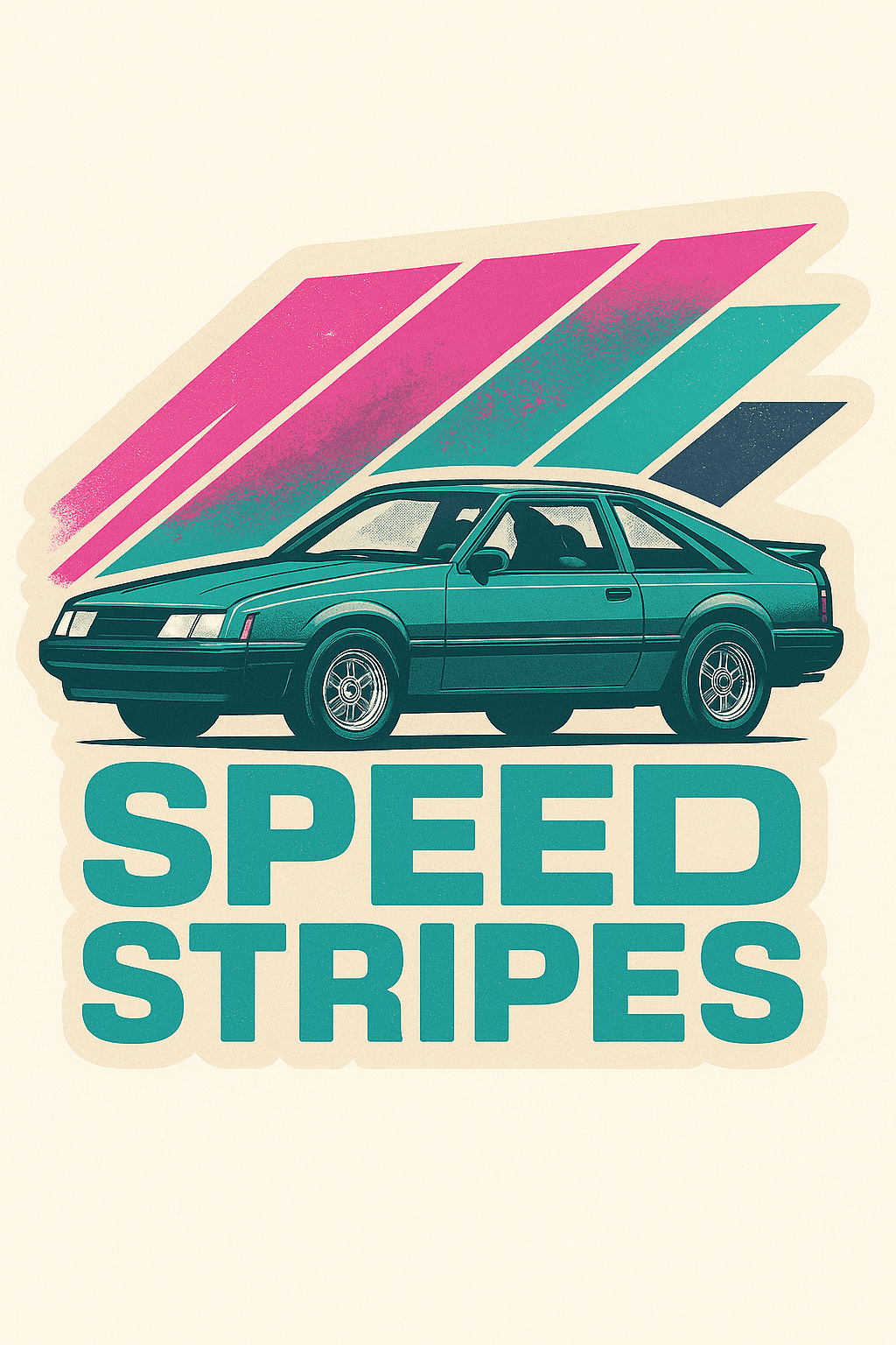 Retro Muscle Car with Speed Stripes Sticker