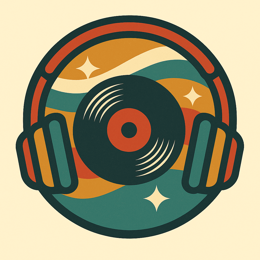 Retro Vinyl Record with Headphones Sticker