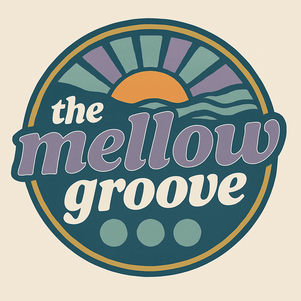 Retro Sunset Vibes Mellow Groove Logo