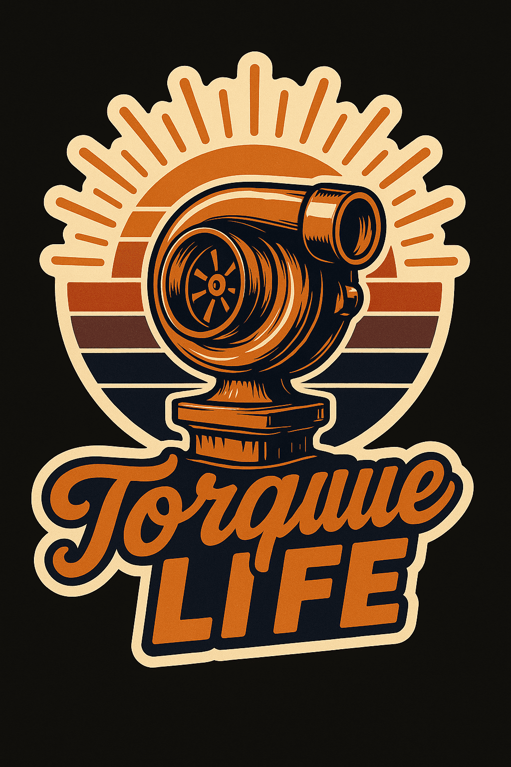 Retro Turbocharger 'Torque Life' Sticker Design