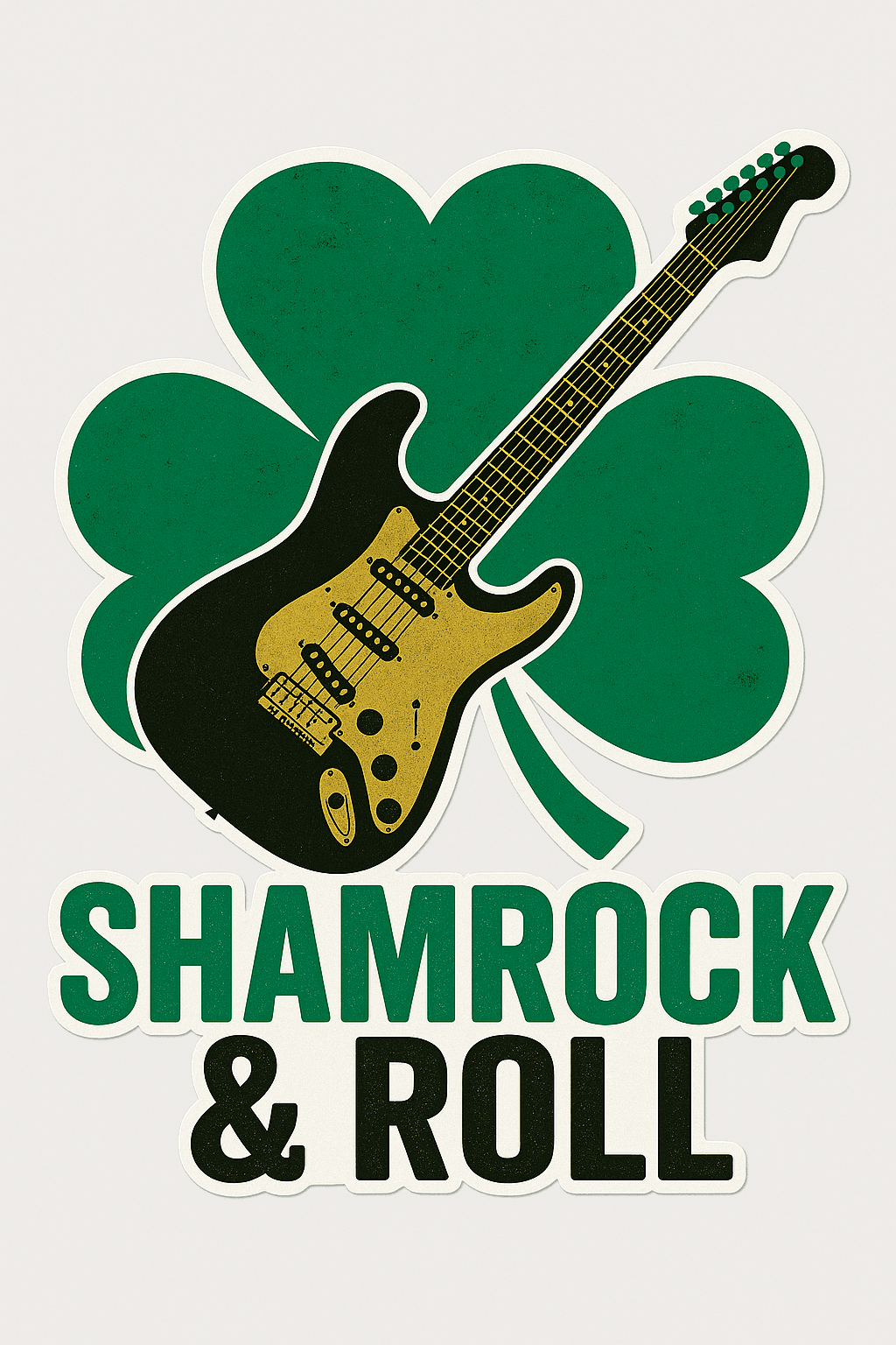 Shamrock & Roll Vintage Guitar Sticker