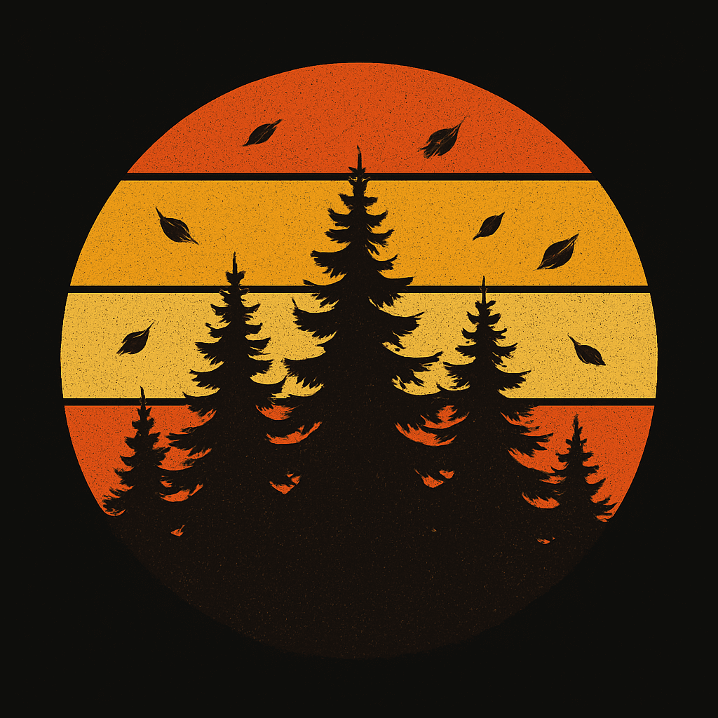 Retro Sunset Pines Silhouette