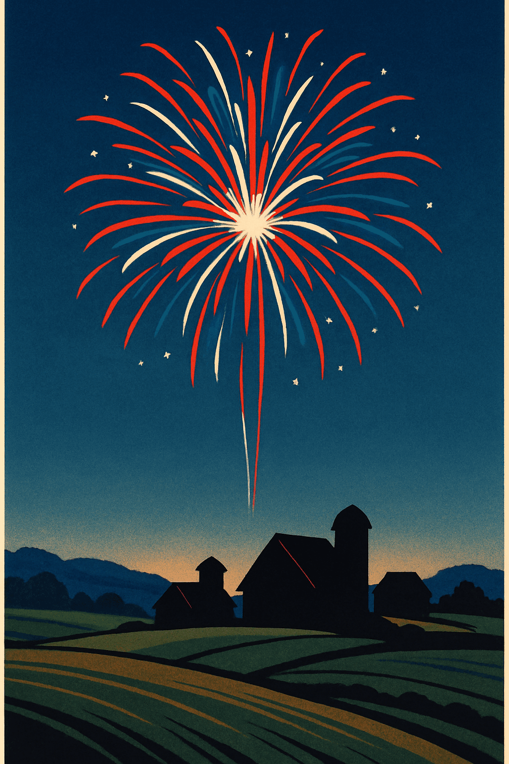 Celebratory Fireworks Over the Farm