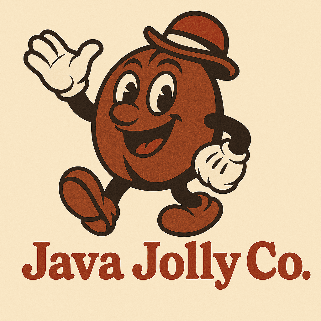 Vintage Cartoon Coffee Bean Mascot Logo