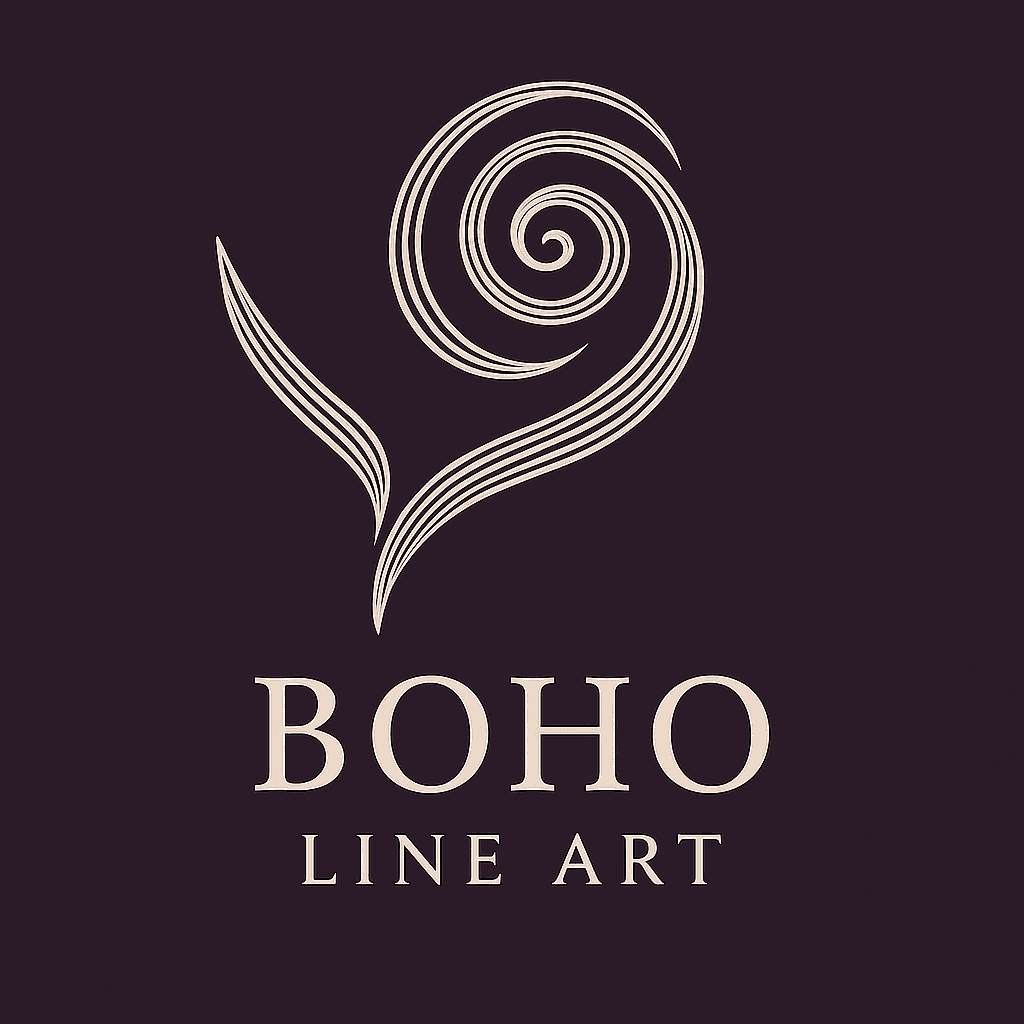 Elegant Boho Spiral Line Art Logo