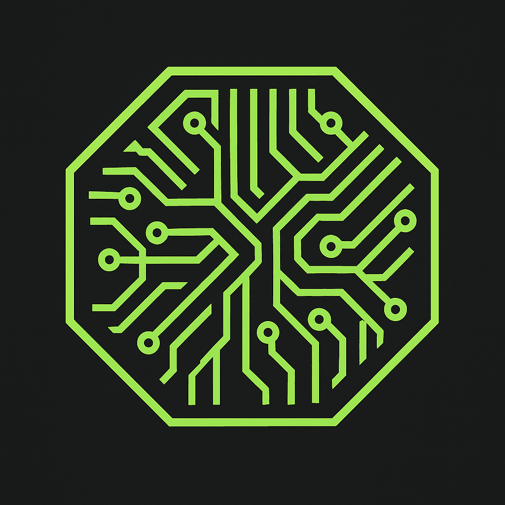 Neon Green Circuit Board Tree Logo