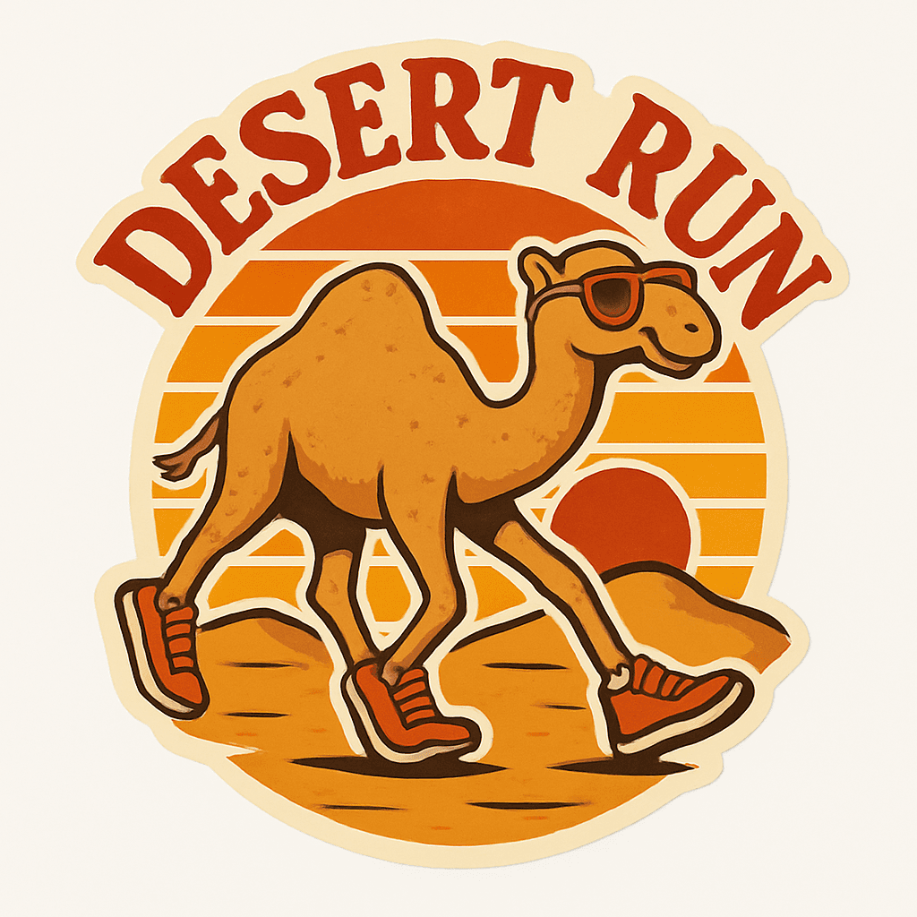 Cool Camel Running in Desert with Sneakers