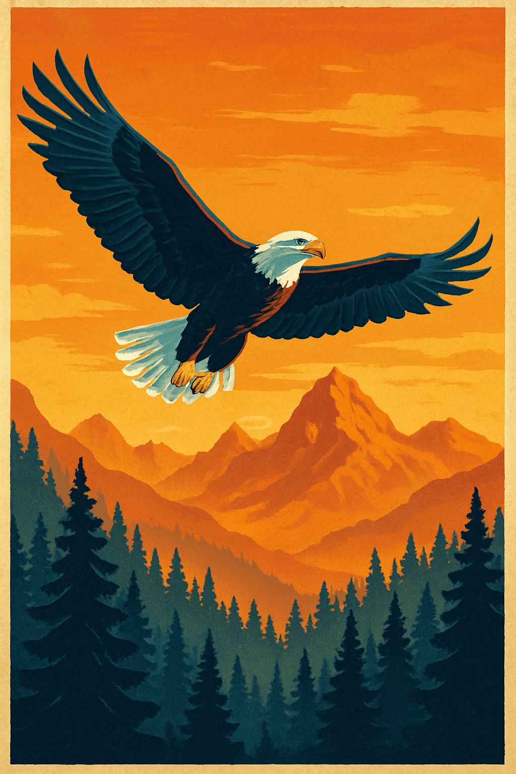 Majestic Eagle in Vintage Sunset