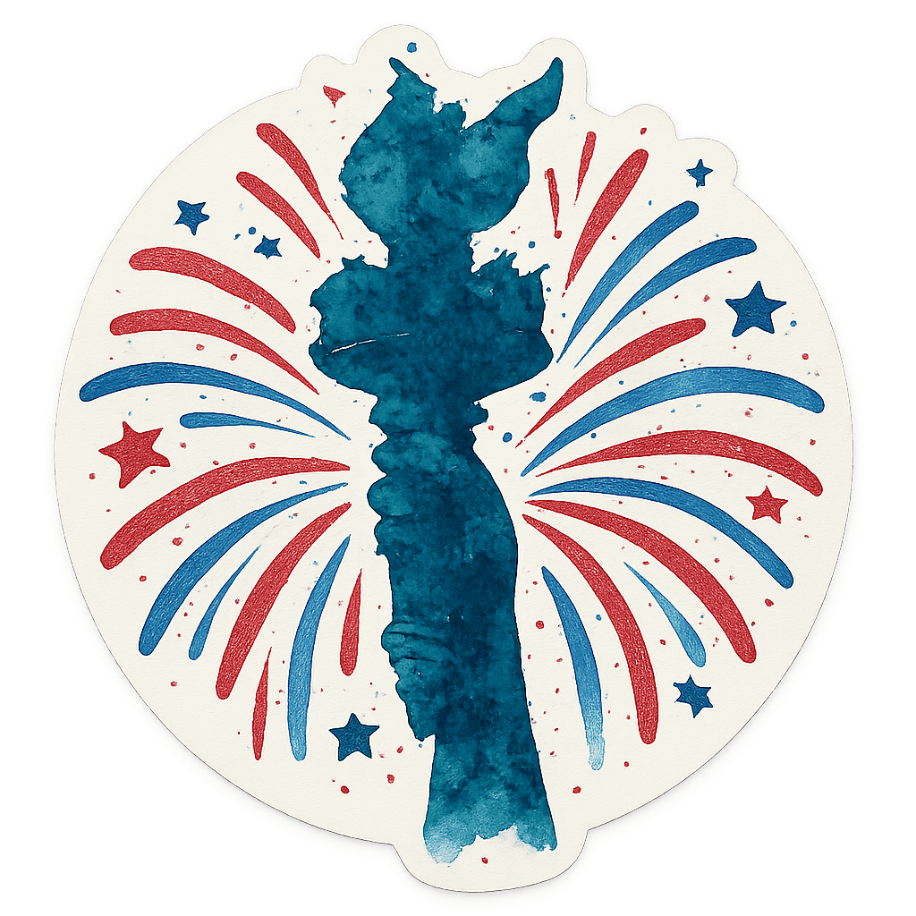Liberty in Watercolor Fireworks