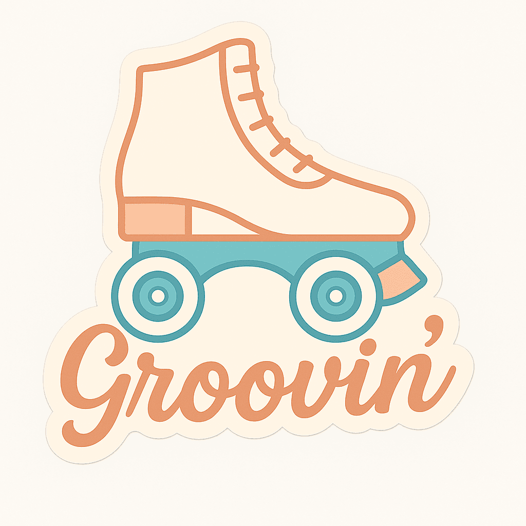 Retro Roller Skate 'Groovin' Sticker Design