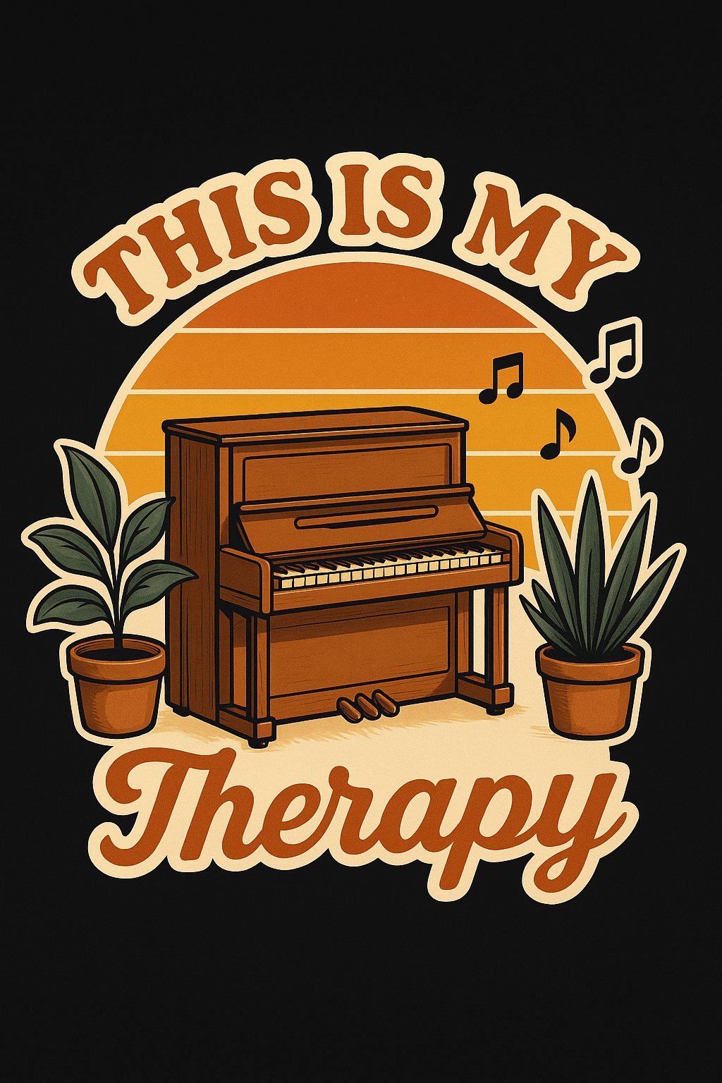 Vintage Piano Therapy Sticker with Plants