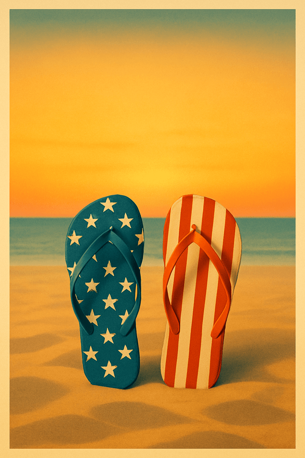Patriotic Flip Flops at Sunset