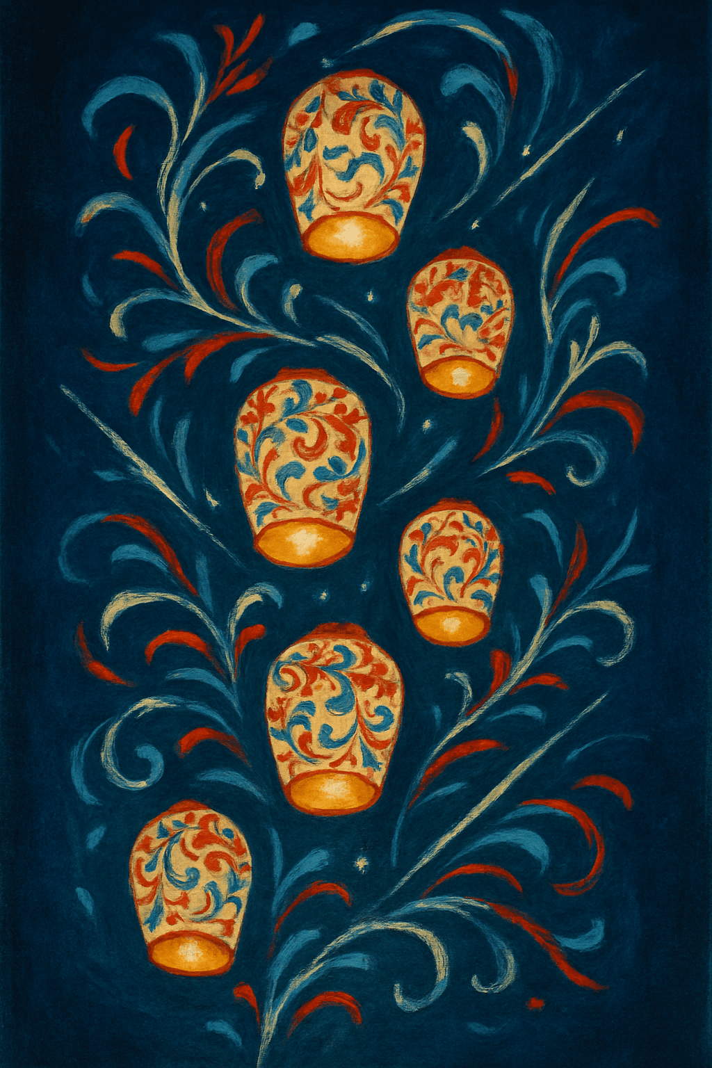 Whimsical Lanterns in the Night Sky