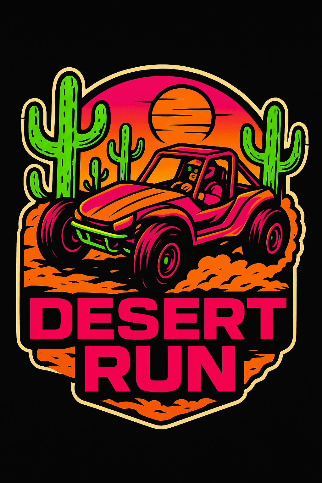 Neon Desert Buggy Sunset Adventure Sticker