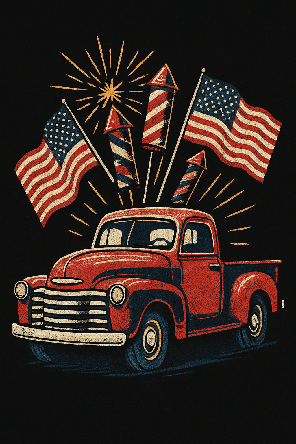 Patriotic Vintage Truck Design