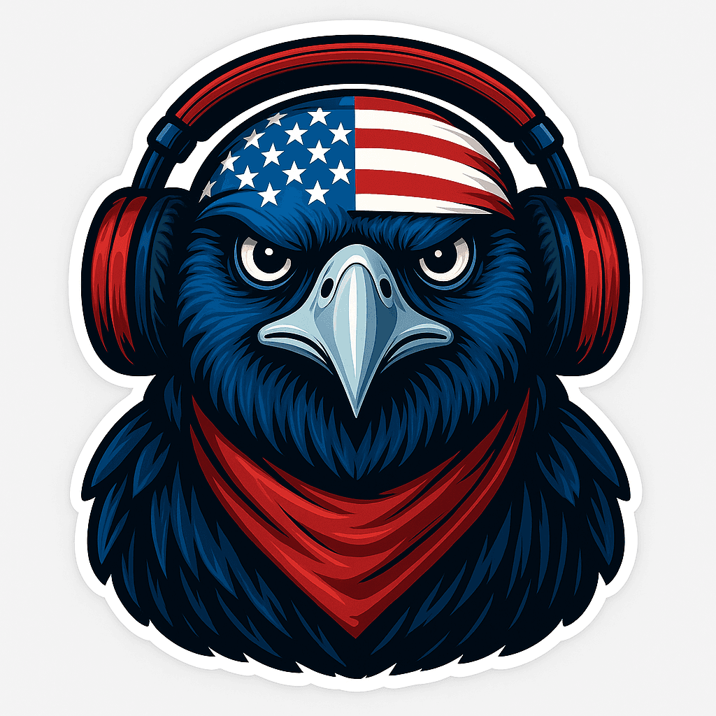 Patriotic Eagle with Headphones Sticker