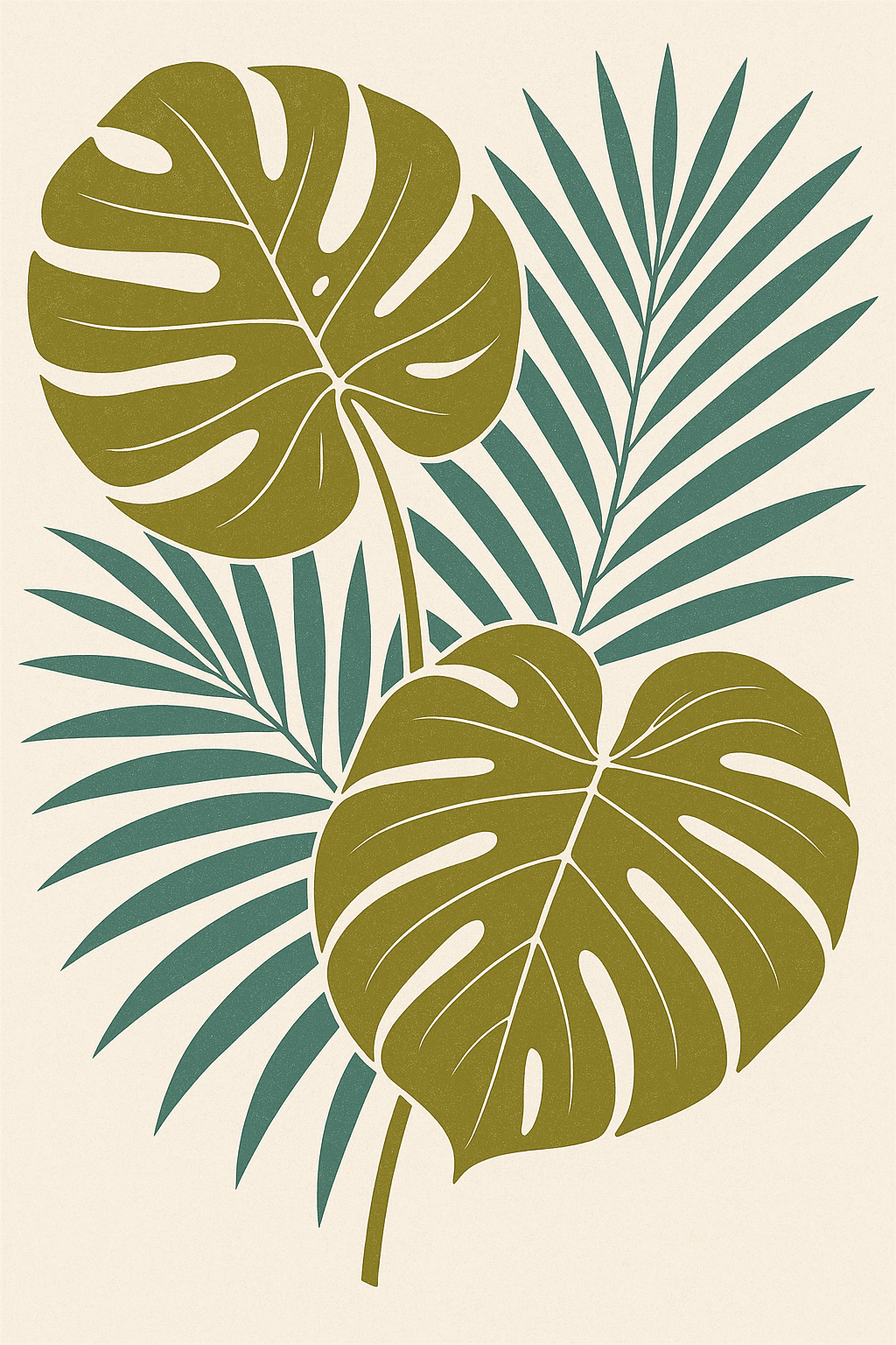 Vintage Tropical Leaves Art Print