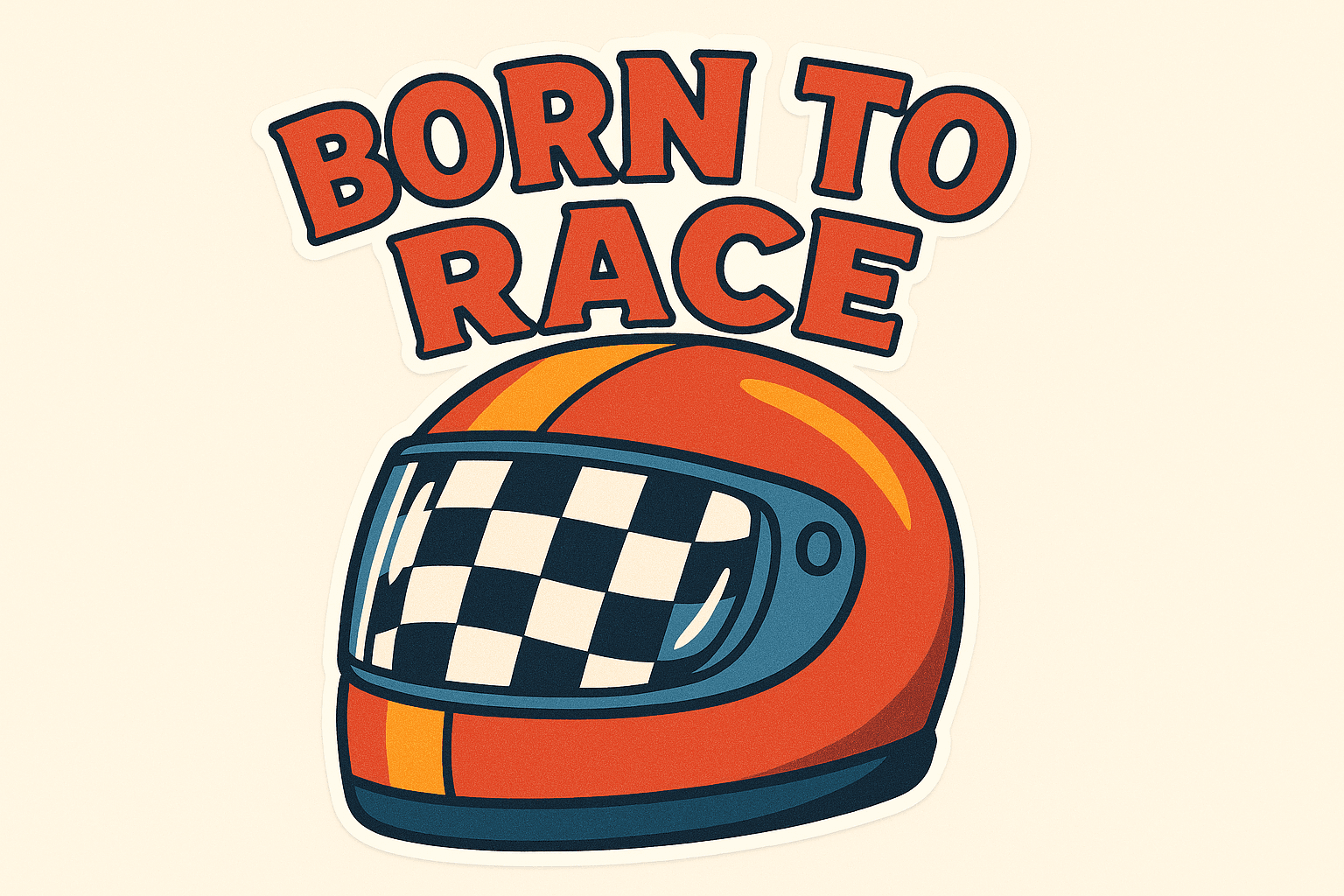 Born to Race Retro Helmet Sticker