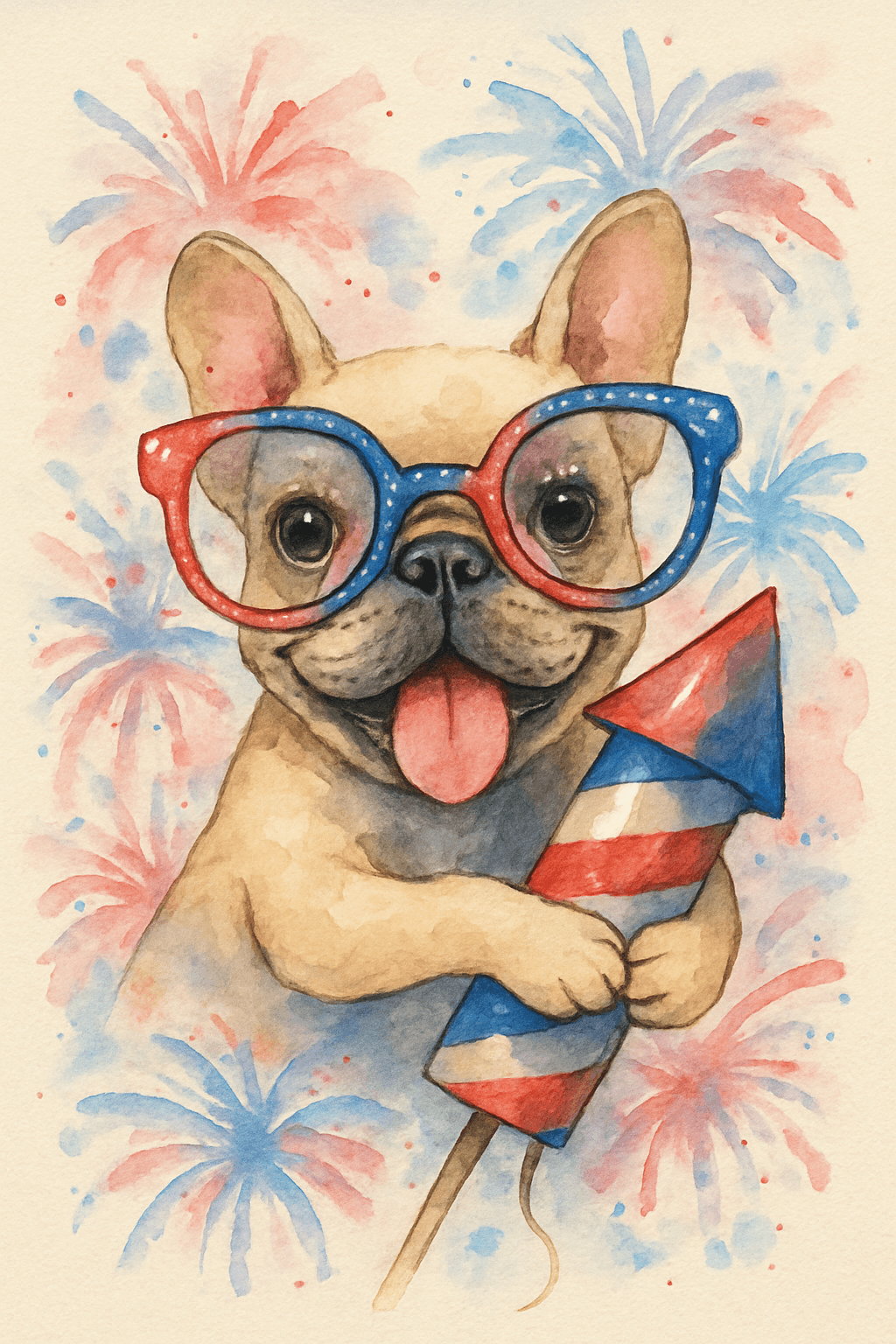 Patriotic Pup with Fireworks Fun