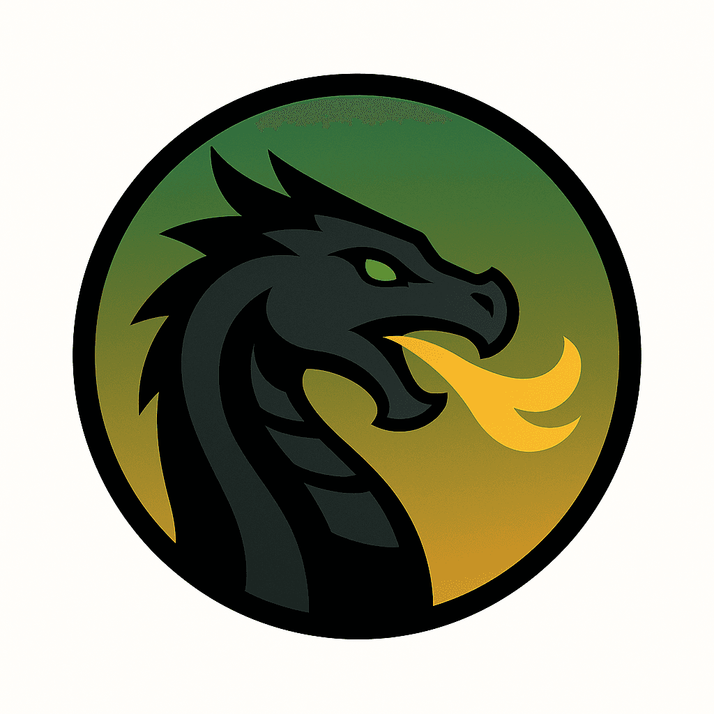 Fiery Dragon Emblem with Gradient Background
