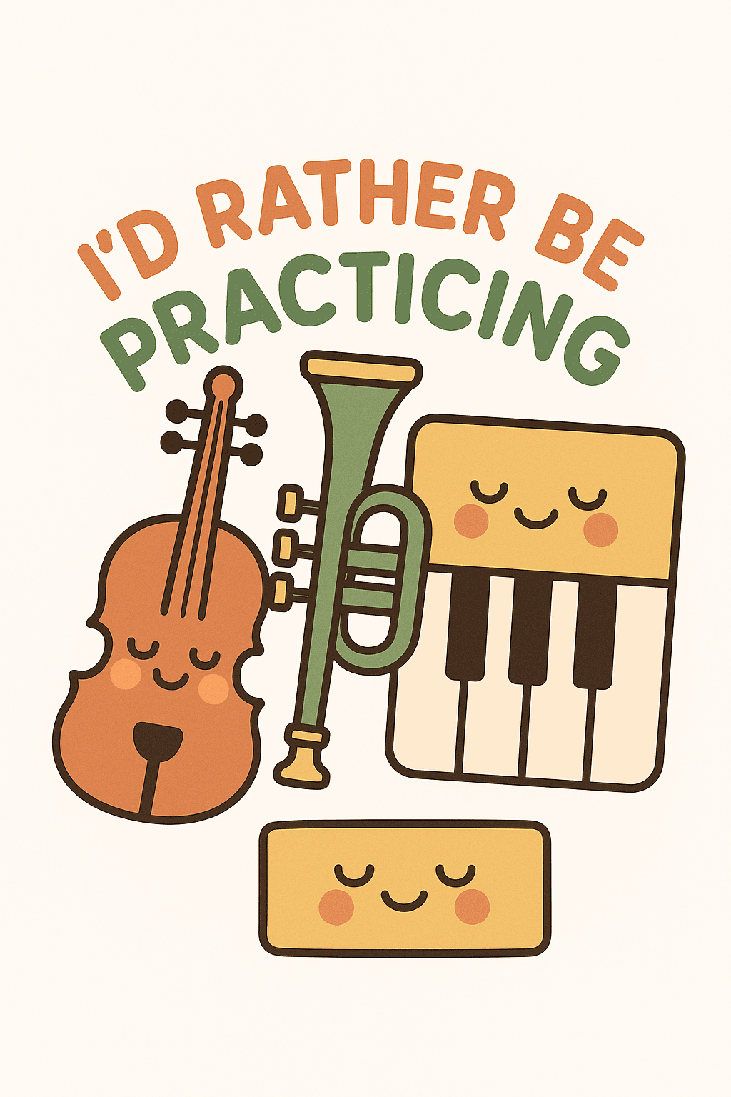 Cute Music Practice Sticker with Smiling Instruments