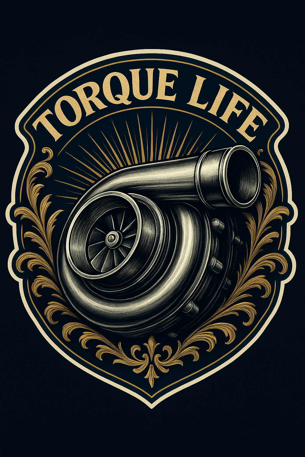 Vintage Turbocharger Emblem with Torque Life