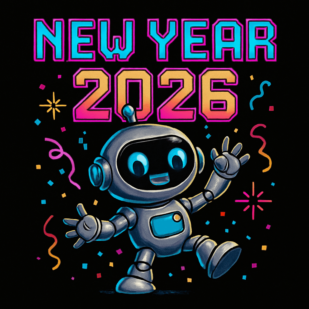 Happy New Year 2026 with Cute Dancing Robot
