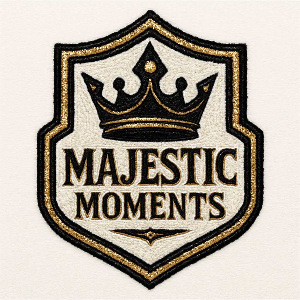 Regal Shield Emblem with Crown and Bold Typography