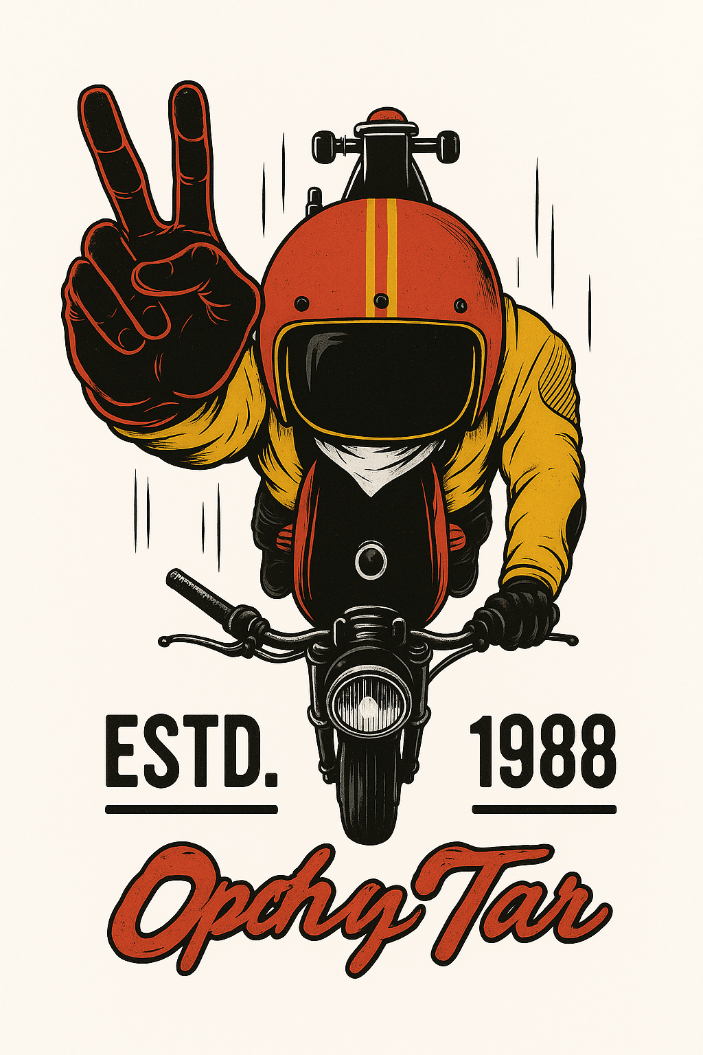 Vintage Motorcyclist Peace Sign 1988 Design