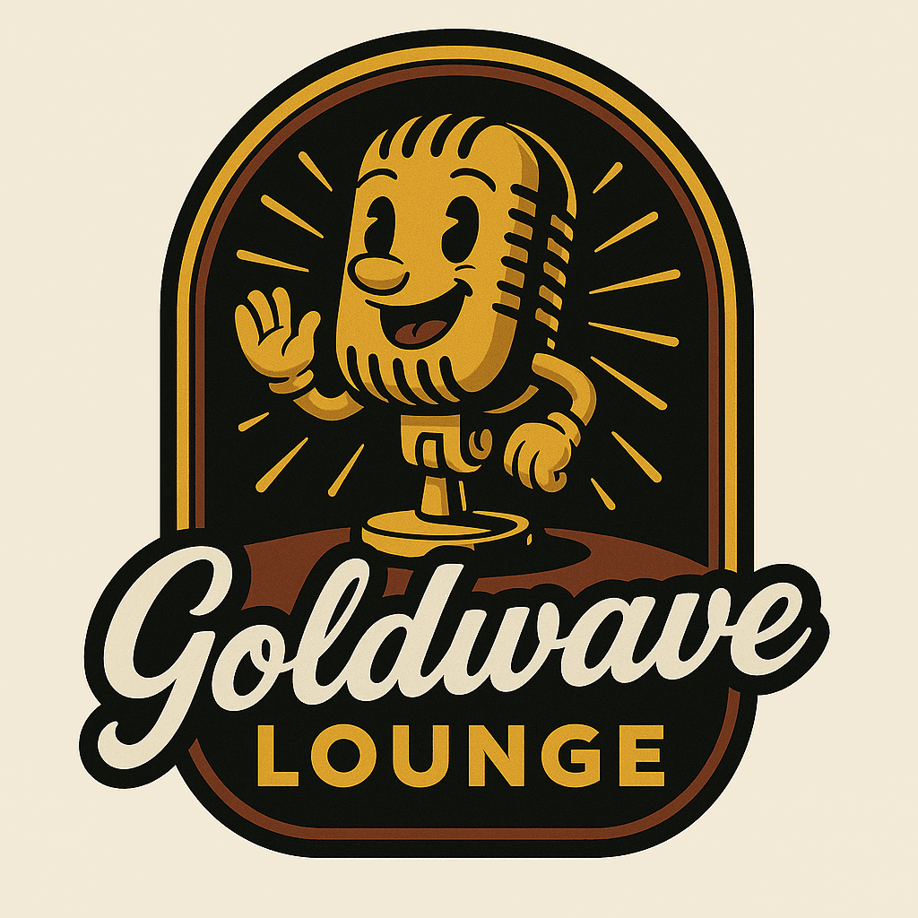 Retro Gold Microphone Mascot Lounge Logo