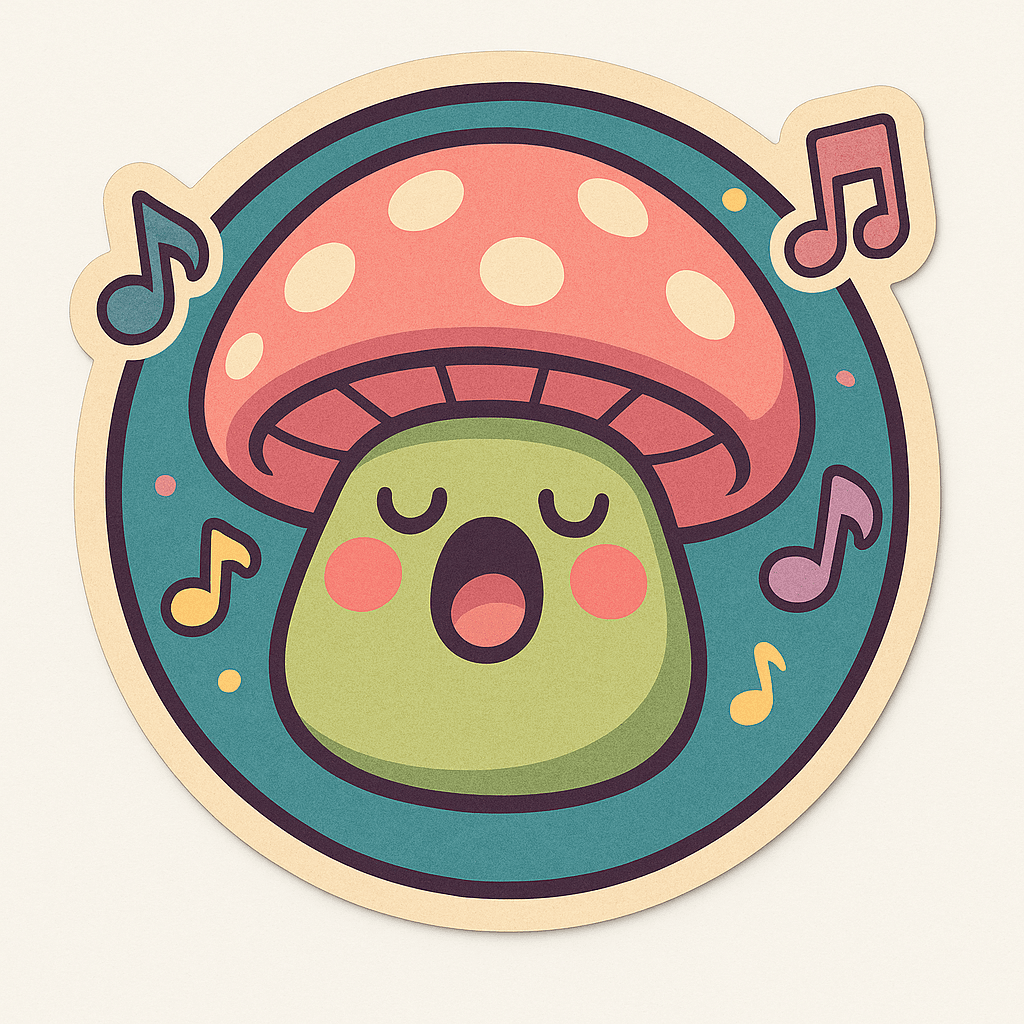 Cute Singing Mushroom with Musical Notes Sticker