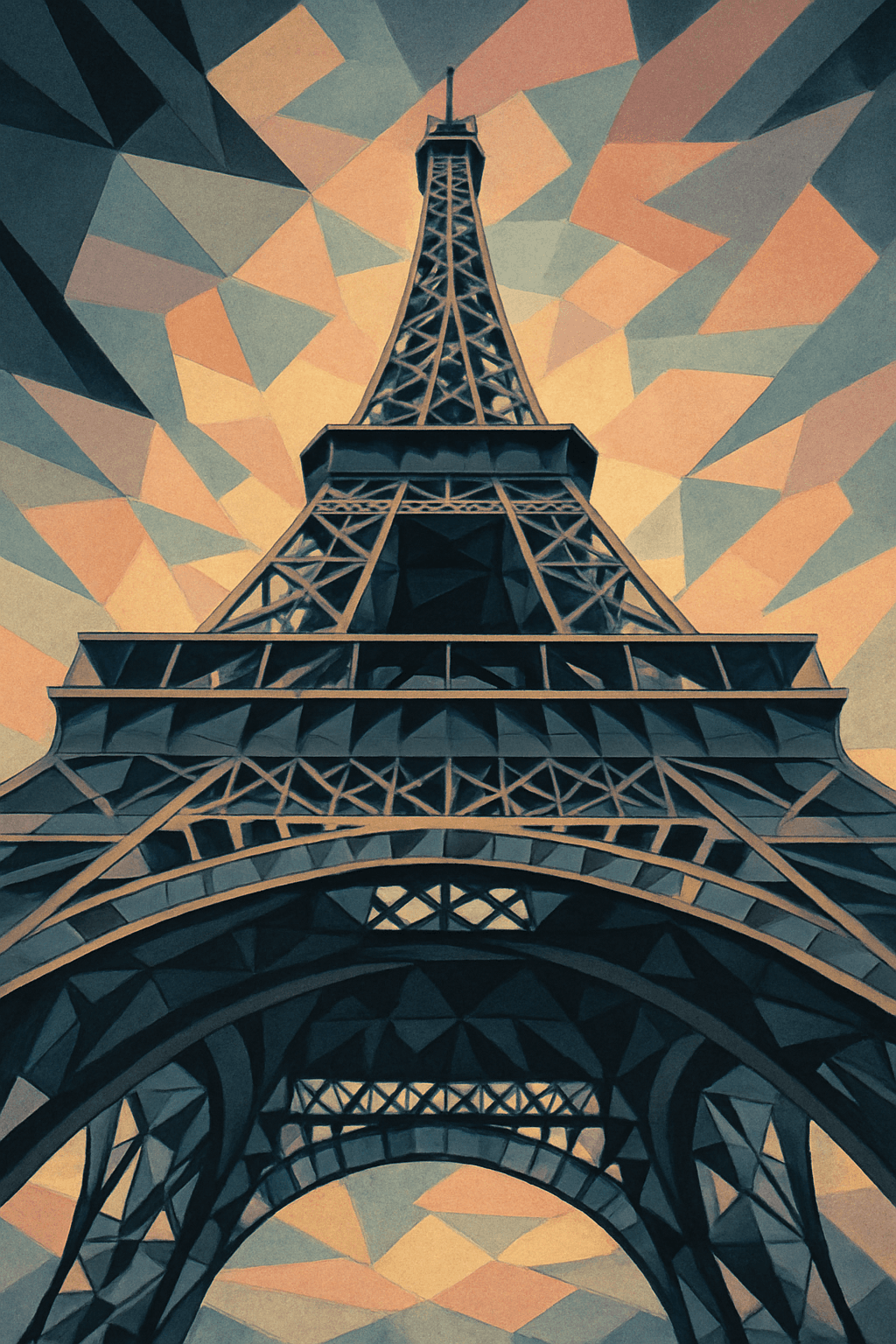 Geometric Eiffel Tower Sunset