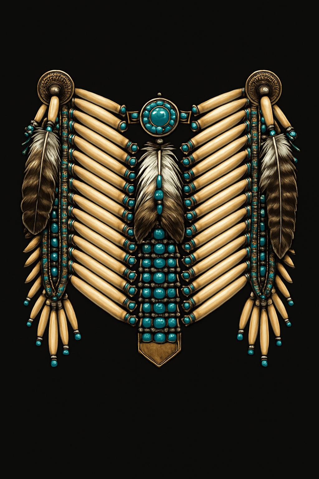 Turquoise & Feather Native Inspired Chest Ornament