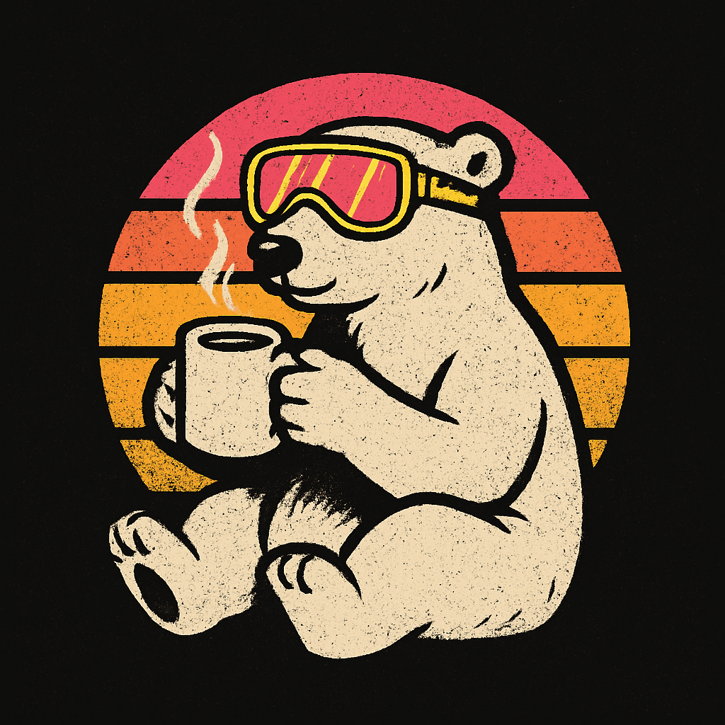 Chill Polar Bear Sipping Hot Coffee