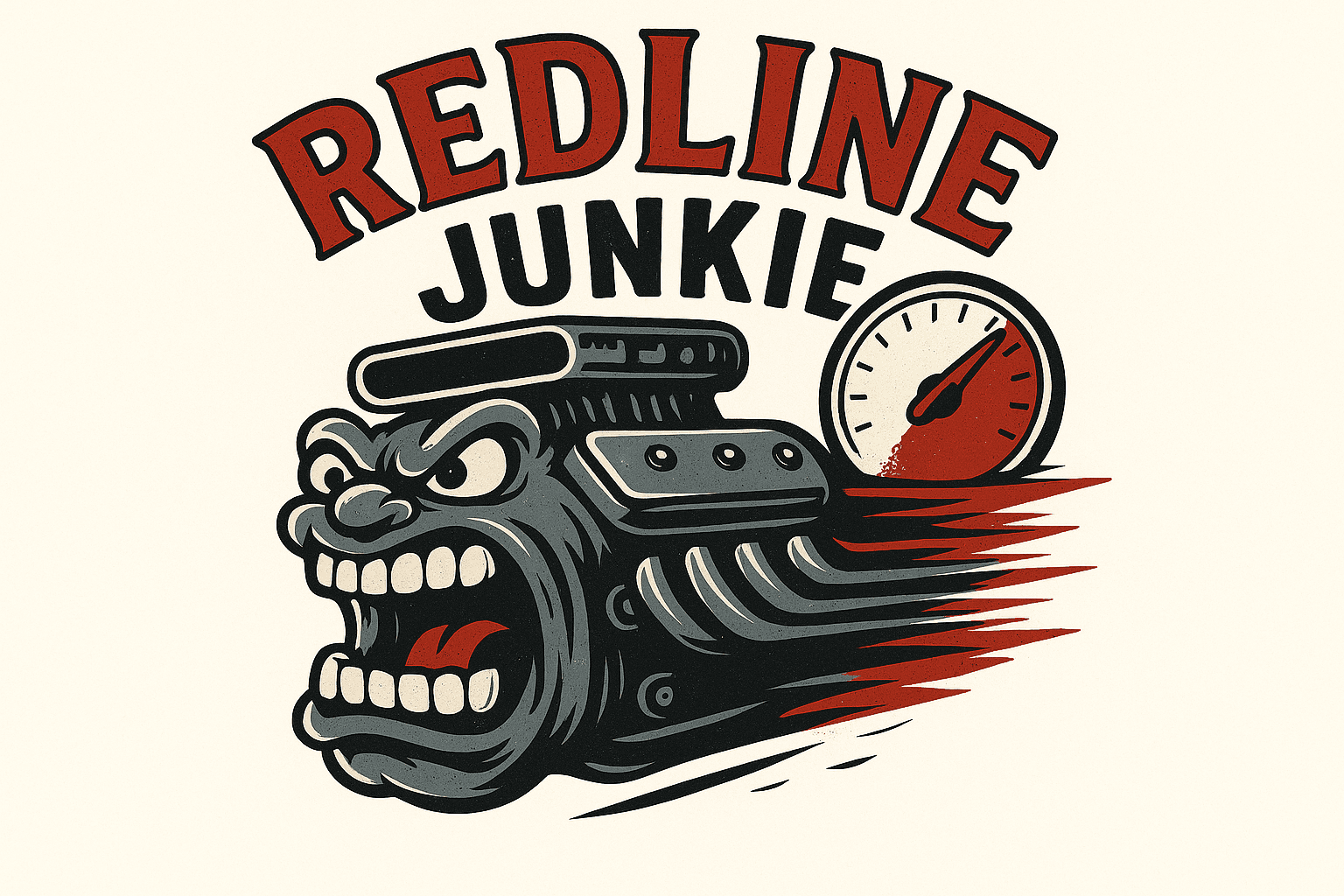 Vintage Redline Junkie Muscle Car Engine Sticker