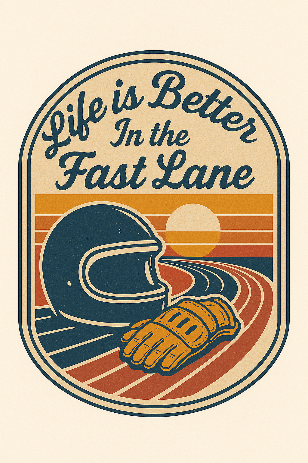 Vintage Racing Helmet & Gloves Sticker Design