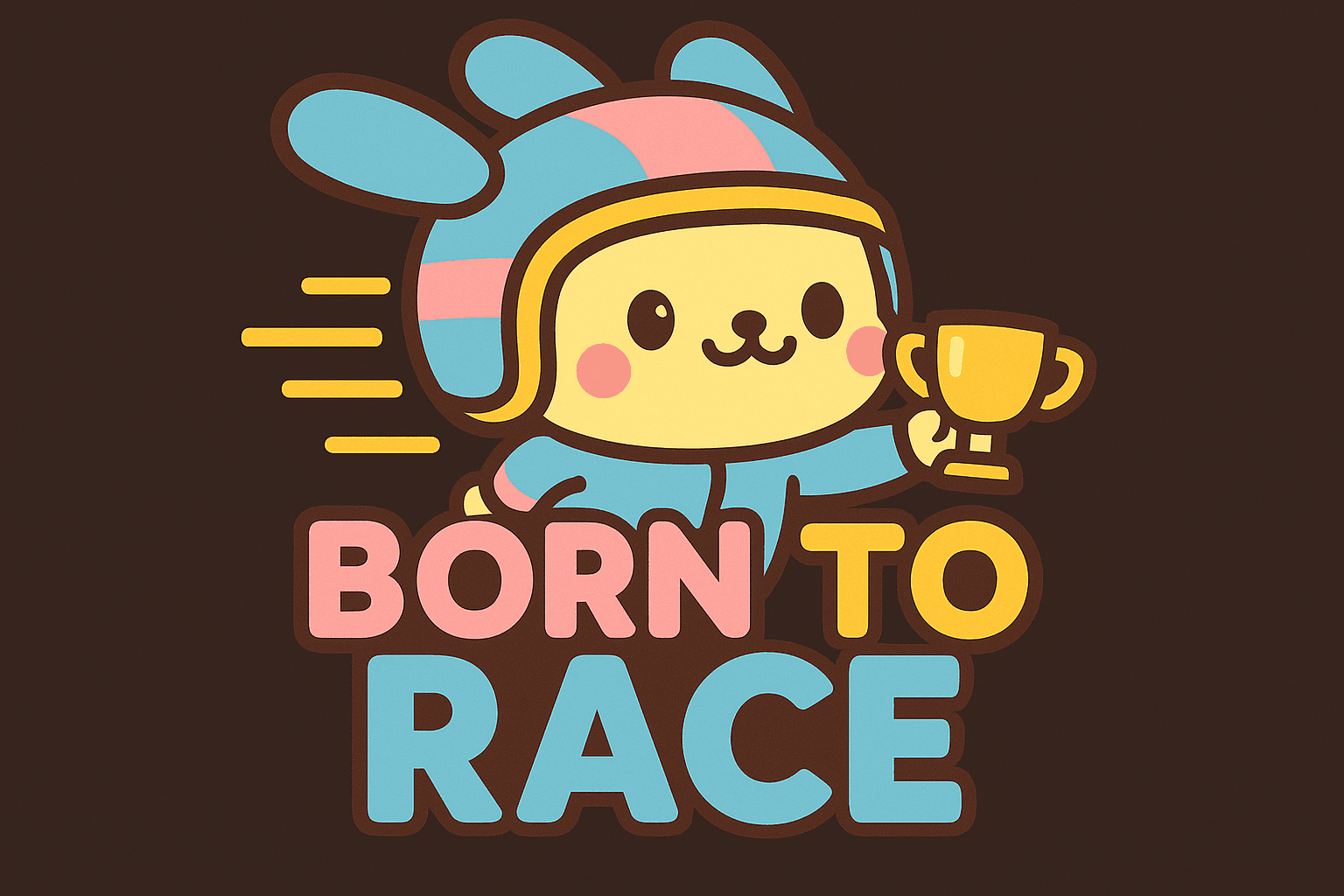 Cute Bunny Racer Holding Trophy Sticker