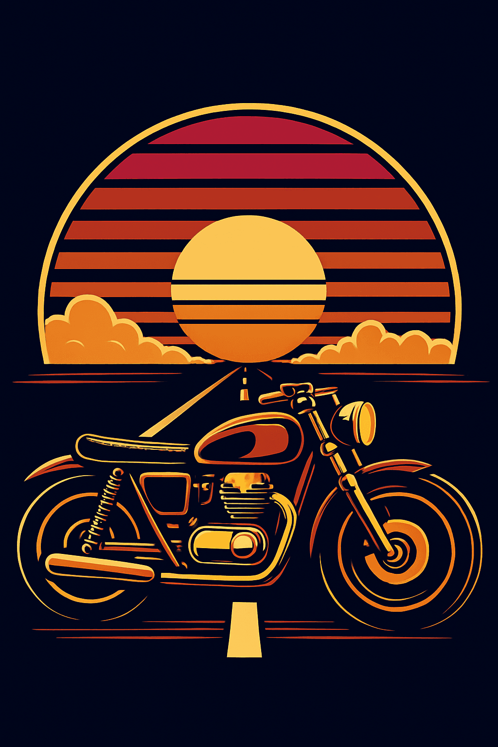 Retro Motorcycle Sunset Ride Design