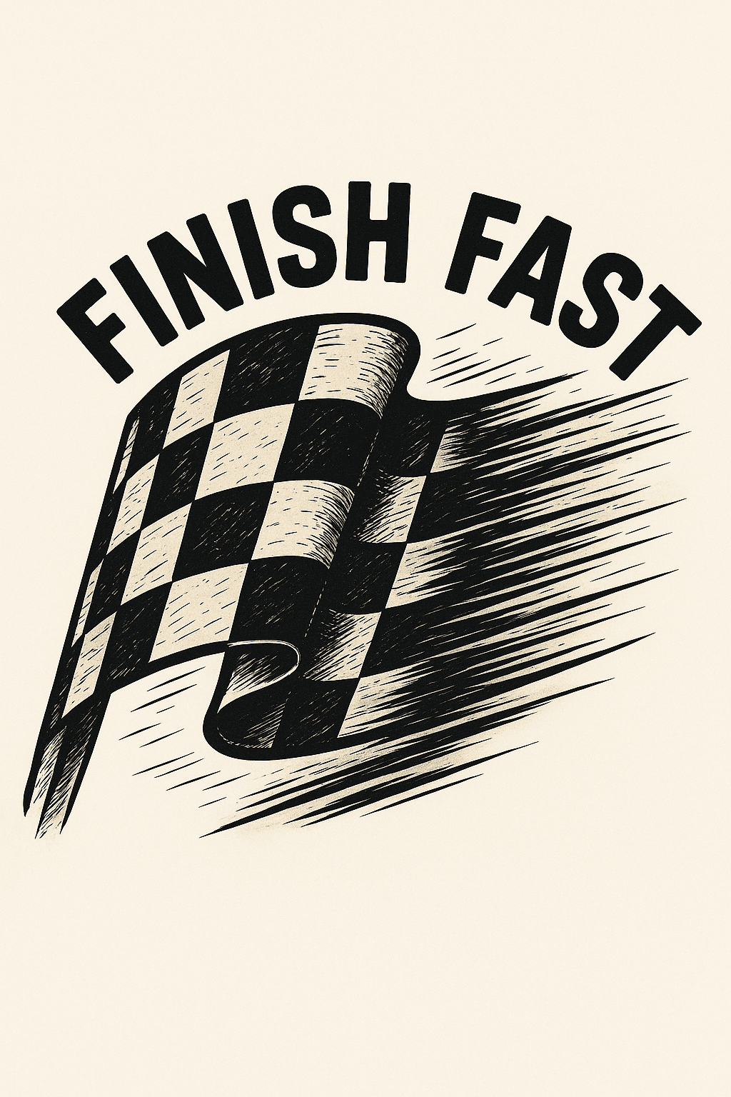 Vintage Racing Checkered Flag with Finish Fast Text
