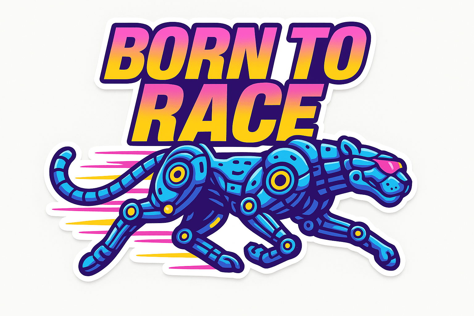 Futuristic Robotic Cheetah Racing Sticker