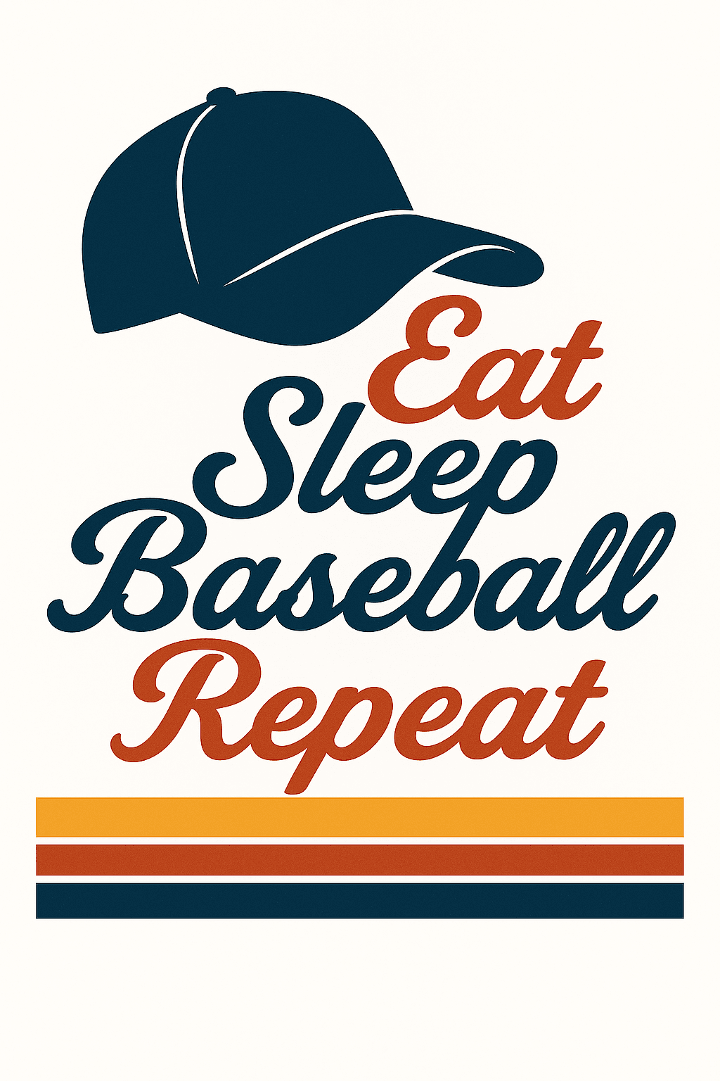 Eat Sleep Baseball Repeat Cap Graphic Tee