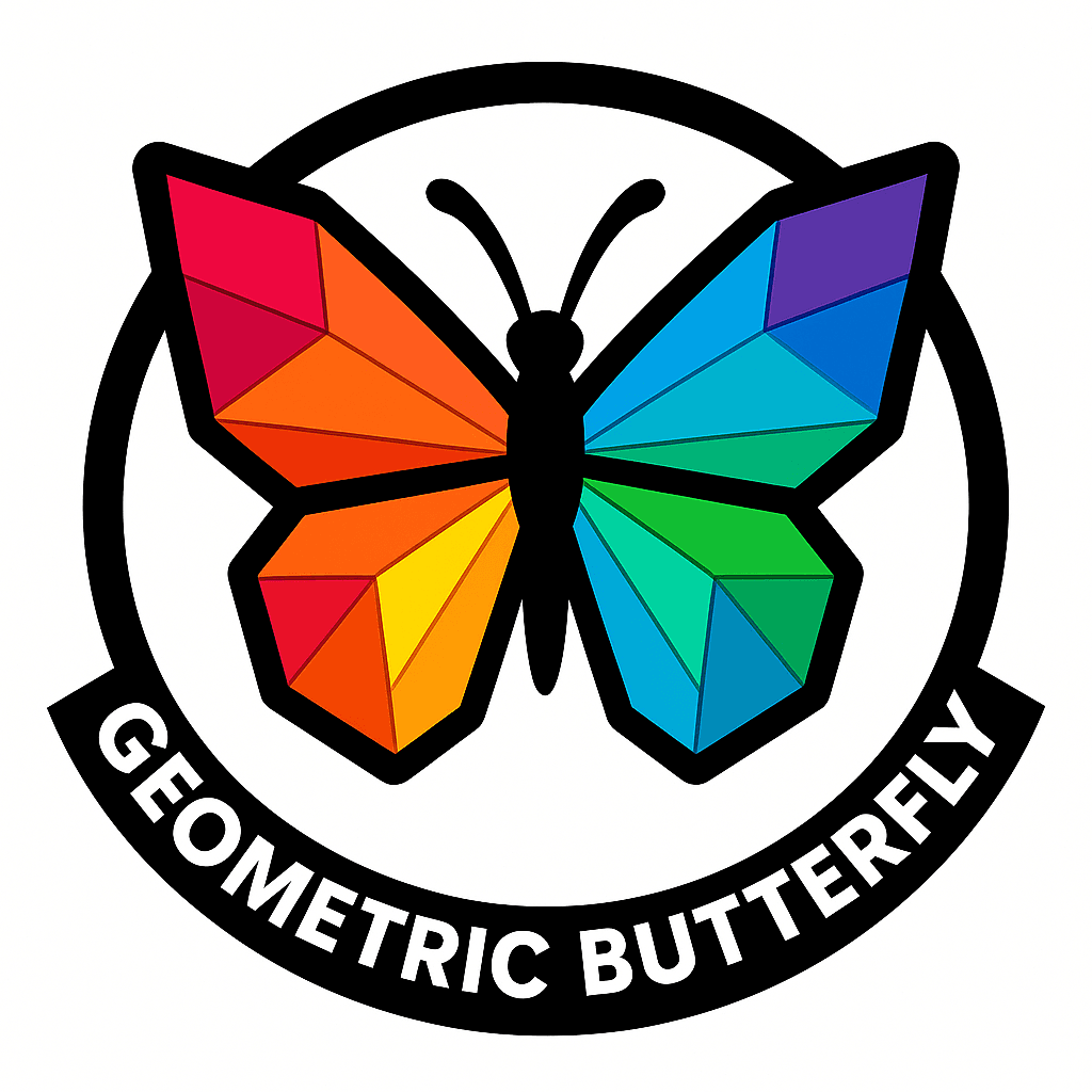 Vibrant Geometric Rainbow Butterfly Logo