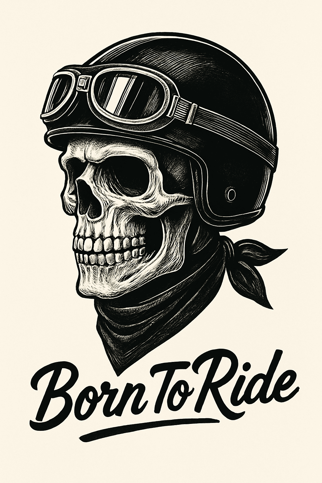 Born to Ride Skull Biker Helmet Design