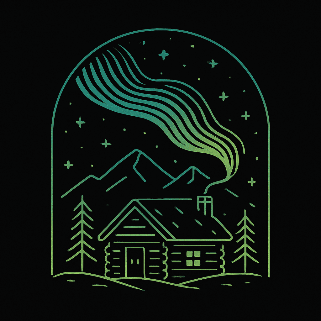 Serene Cabin Under Starry Night Sky