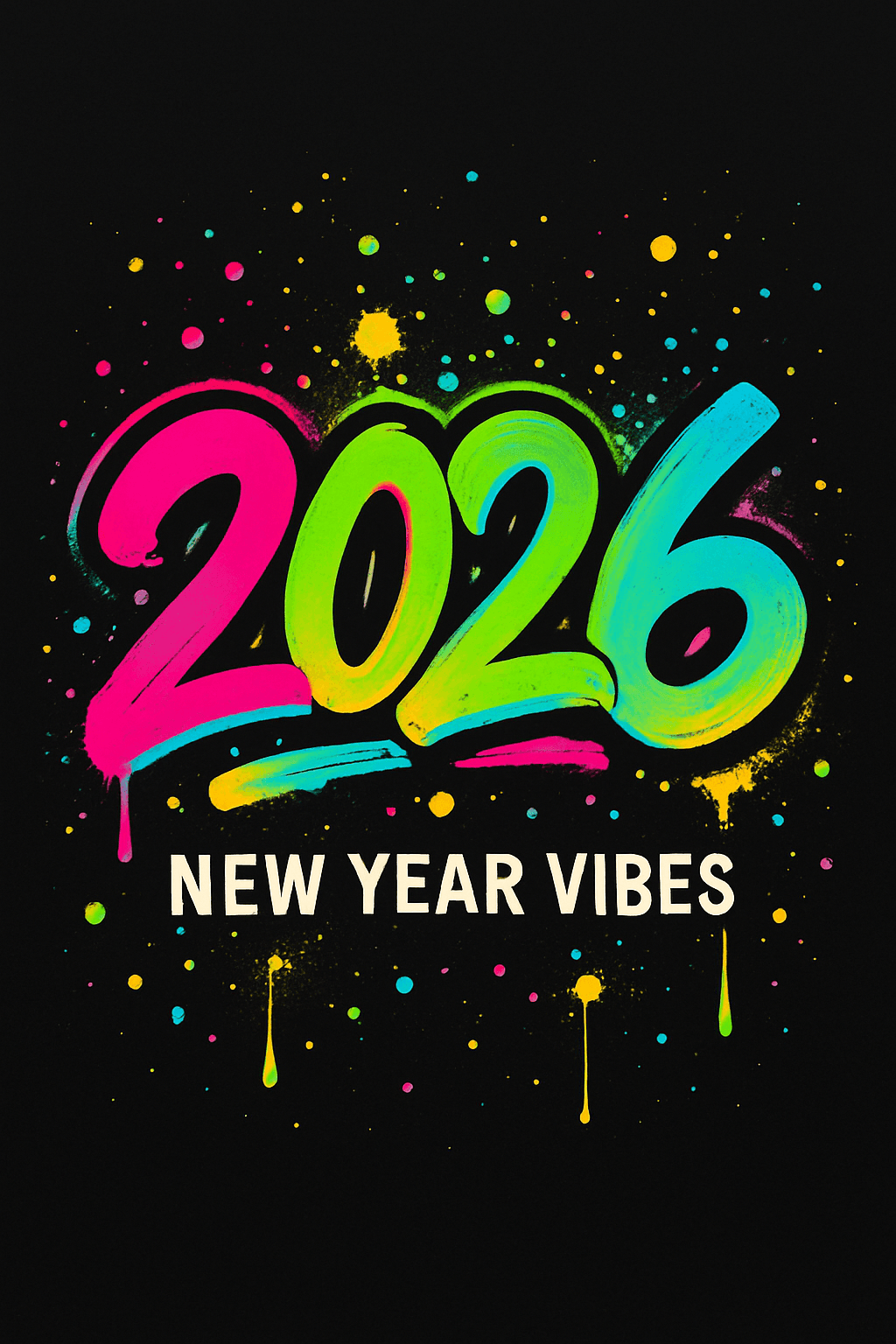 2026 New Year Vibes Neon Splash Design