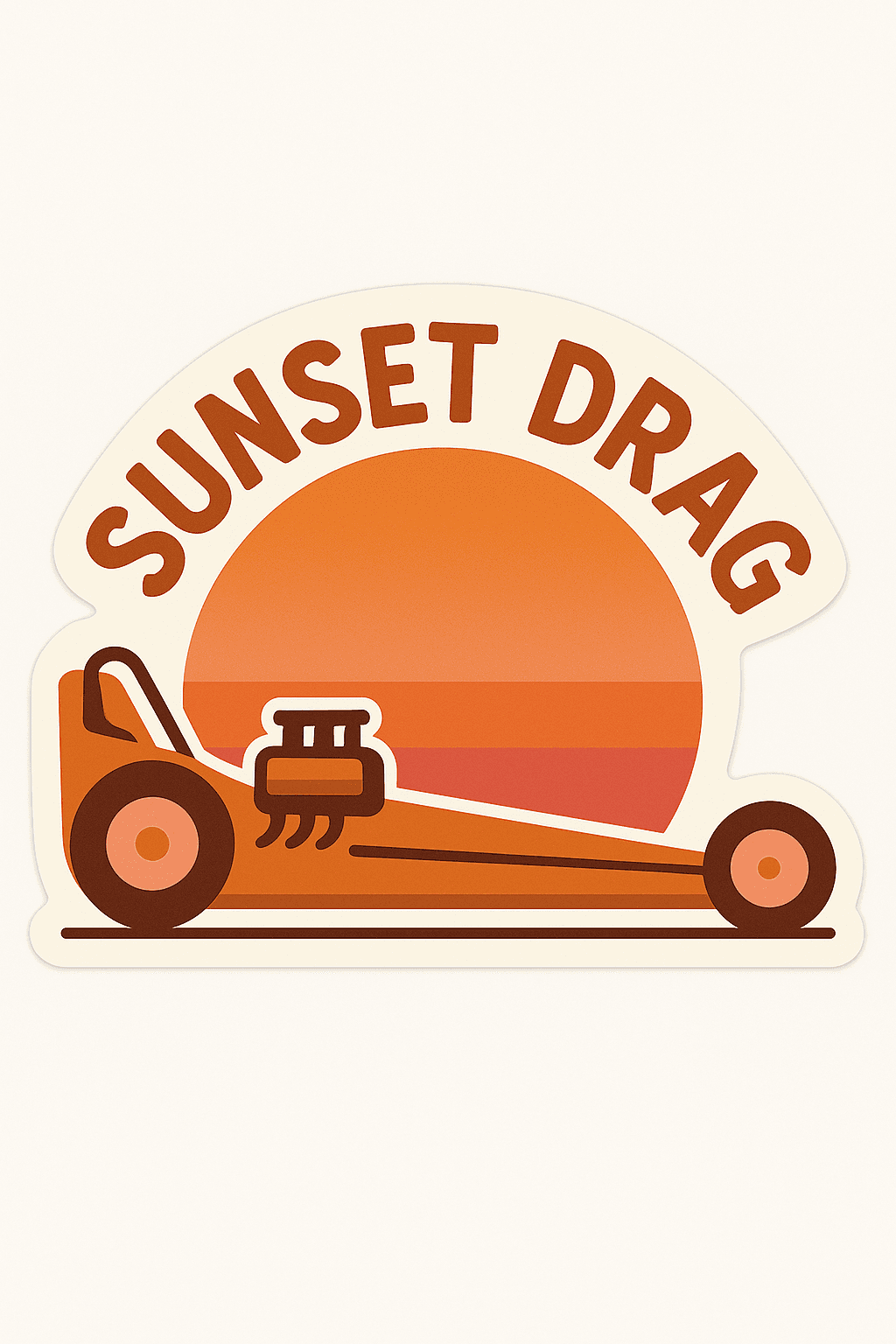 Retro Sunset Dragster Racing Sticker