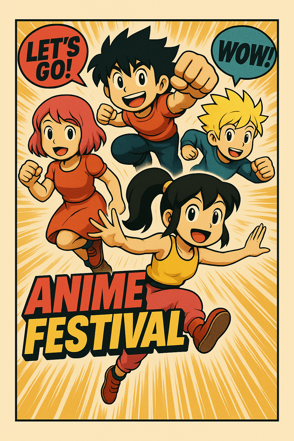 Dynamic Anime Festival Poster with Energetic Characters