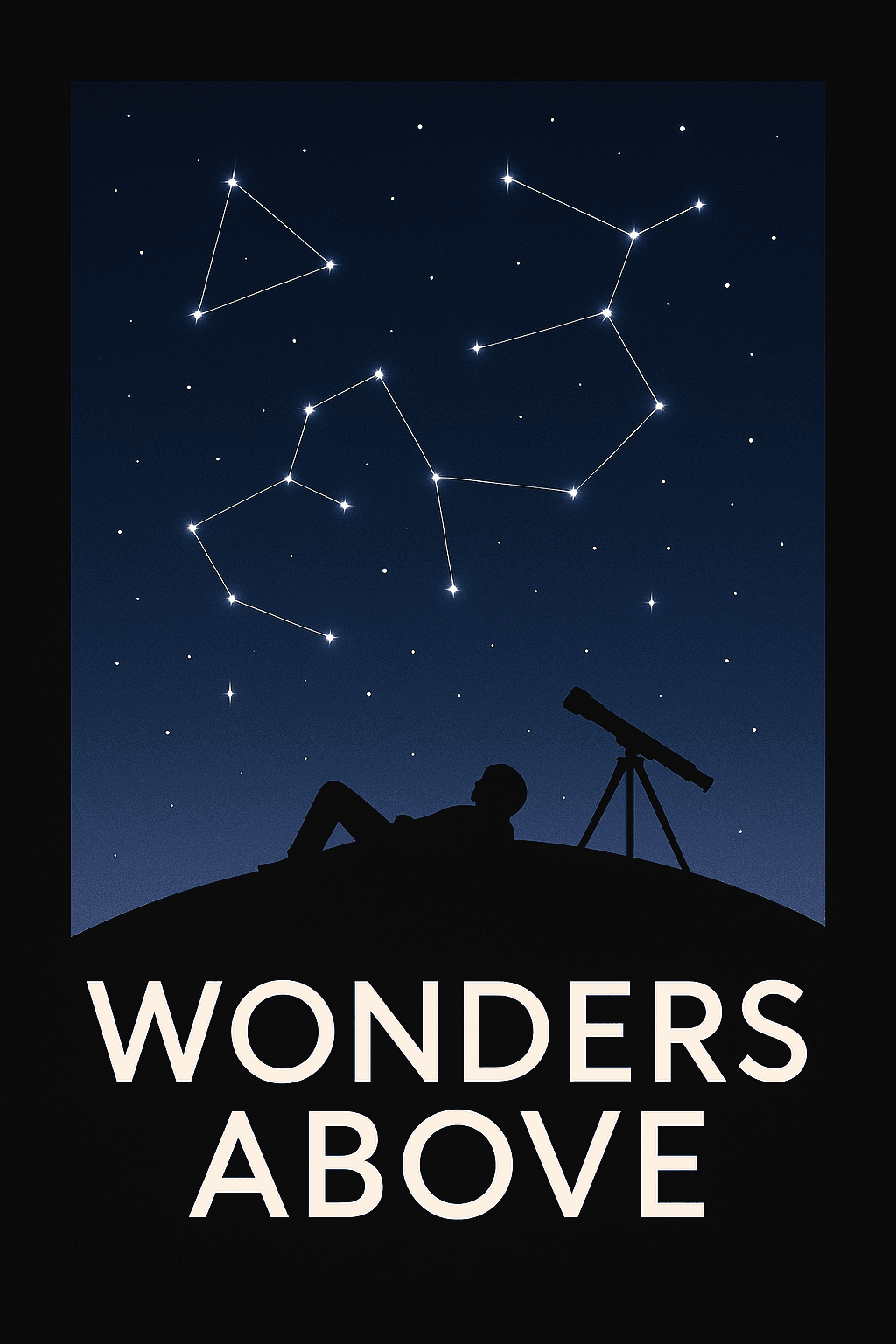 Stargazing Silhouette with Constellations at Night